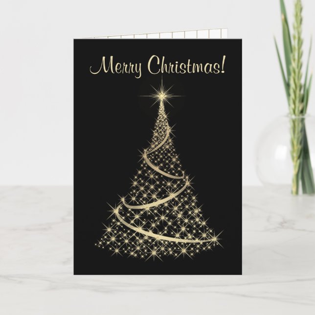Elegant Black and Gold Christmas Card (Front)