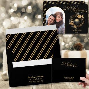 Elegant Black and Gold Christmas  Envelope