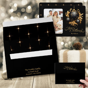 Elegant Black and Gold Christmas Envelope