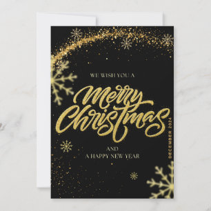 Elegant Black and Gold Christmas Snowflake Card