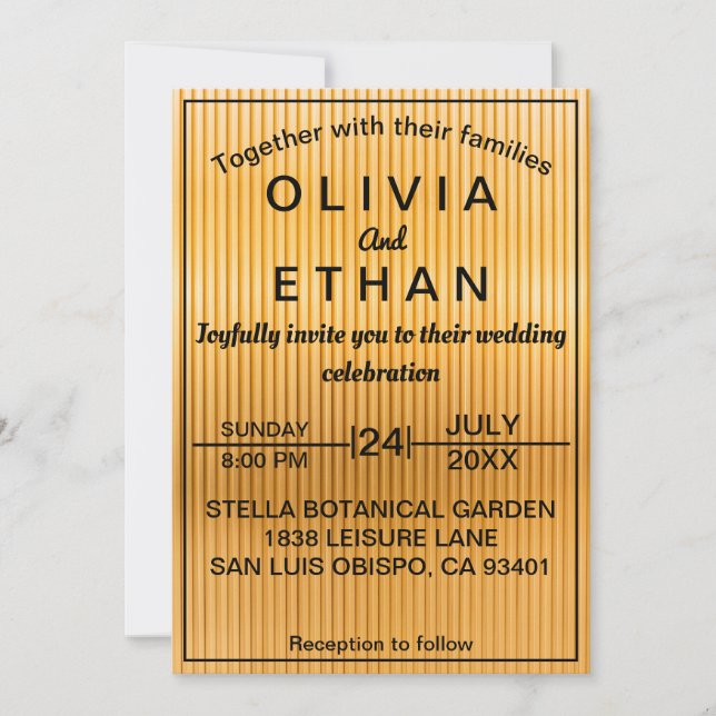 Elegant Black And Gold Classy Chic Wedding Invitation (Front)
