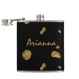 Elegant Black and Gold Coins  Hip Flask