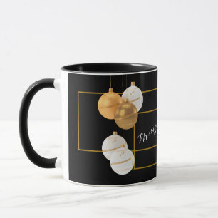 Elegant Black and Gold Custom Merry Christmas Mug