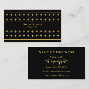 Elegant Black And Gold Damask Business Card