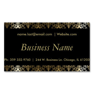 Elegant Black and Gold Damask Magnetic Business Card