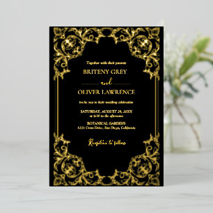 Elegant Black and Gold Damask Wedding