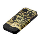 Elegant Black and Gold Damask with Monogram