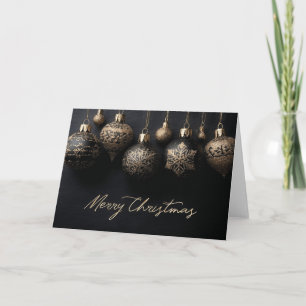 Elegant Black and Gold Design Christmas Ornaments Card