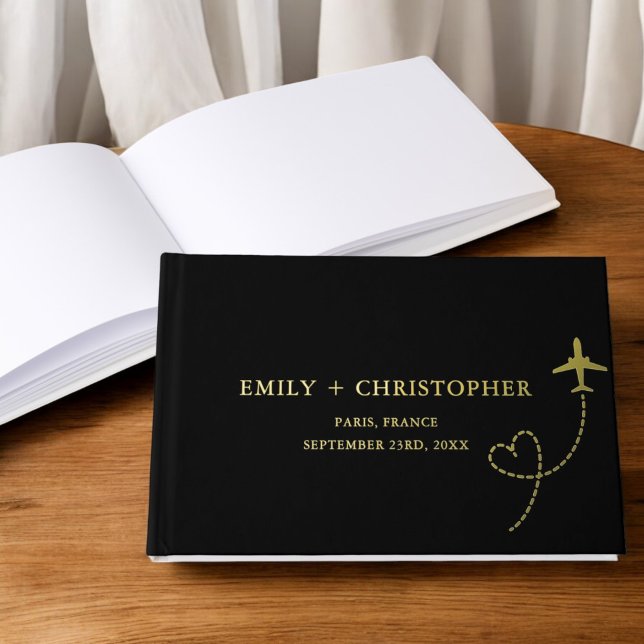 Elegant Black and Gold Destination Wedding Guest Book (Creator Uploaded)
