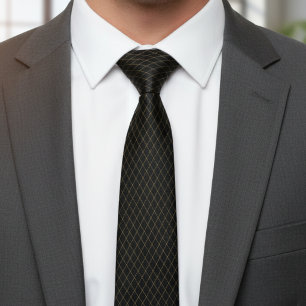 Elegant Black and Gold Diamond Tie