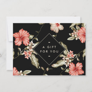 Elegant Black and Gold Floral Pattern Gift Card
