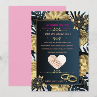 Elegant Black and Gold Floral Wedding Invitation