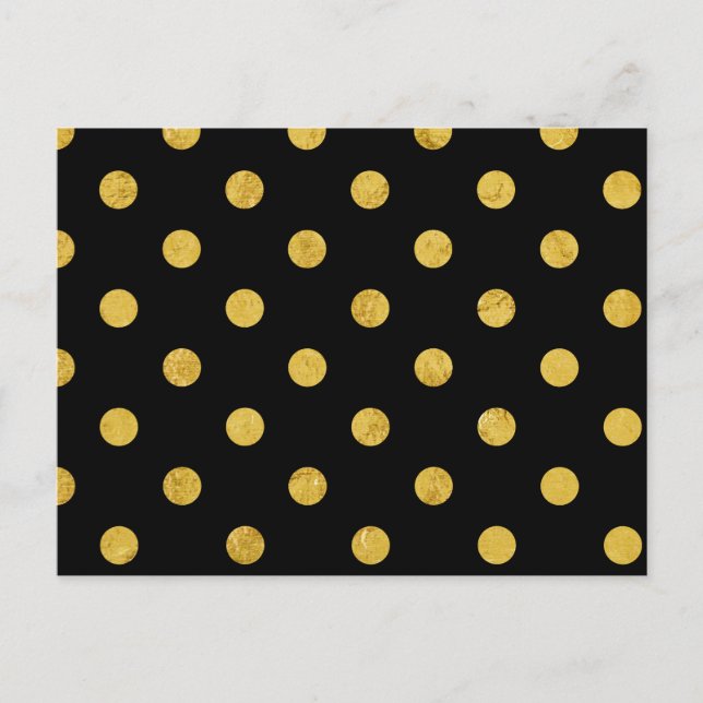 Elegant Black And Gold Foil Polka Dot Pattern Postcard (Front)