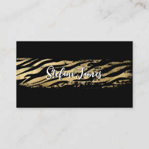 Elegant Black and Gold Foil Tiger Brush Stroke Business Card