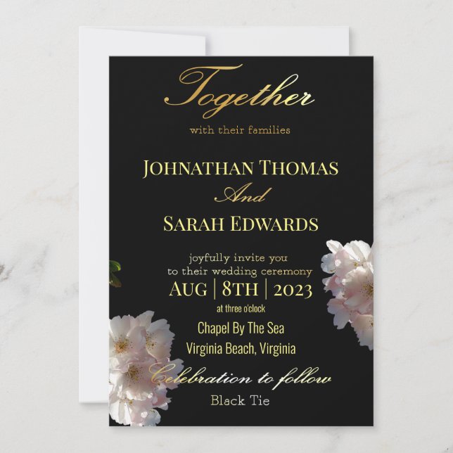 Elegant Black And Gold Formal Wedding Invitation (Front)