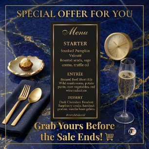 Elegant Black and Gold Formal Wedding Rack Card