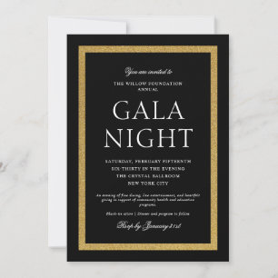 Elegant Black and Gold Gala Night Invitation