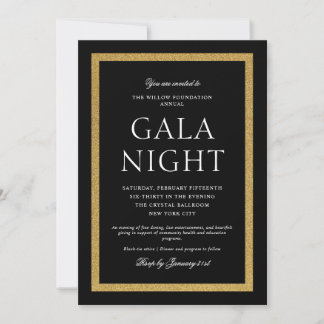Elegant Black and Gold Gala Night Invitation