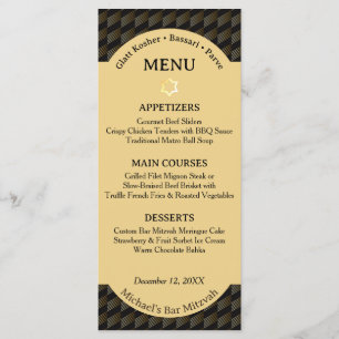 Elegant Black and Gold Geometric Bar Mitzvah Menu