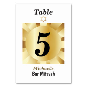 Elegant Black and Gold Geometric Bar Mitzvah Table Number