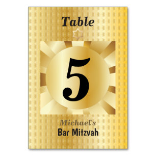 Elegant Black and Gold Geometric Bar Mitzvah Table Number