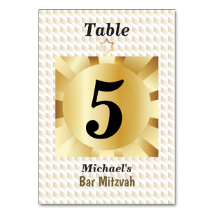 Elegant Black and Gold Geometric Bar Mitzvah Table Number
