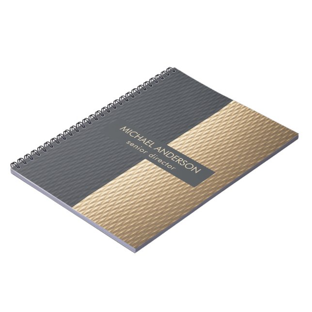 Elegant Black and Gold Geometric Design Notebook (Left Side)