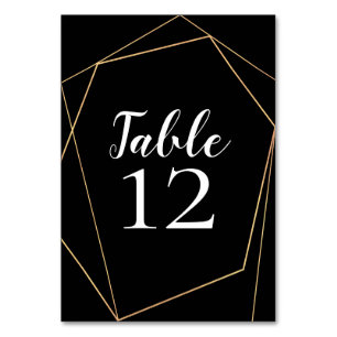 Elegant Black and Gold Geometric Frame Wedding Table Number