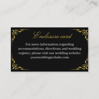 Elegant Black and Gold Geometric Wedding Enclosure Card