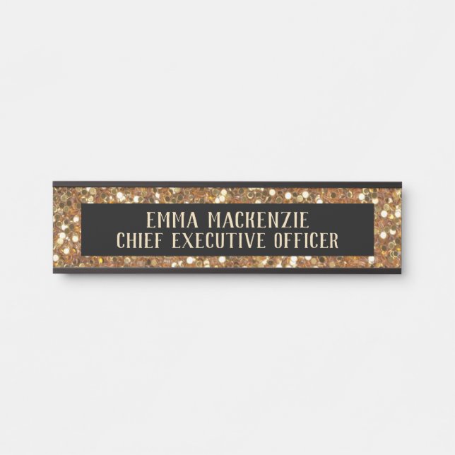 Elegant Black and Gold Glam Name Plate - Door Sign (Front)