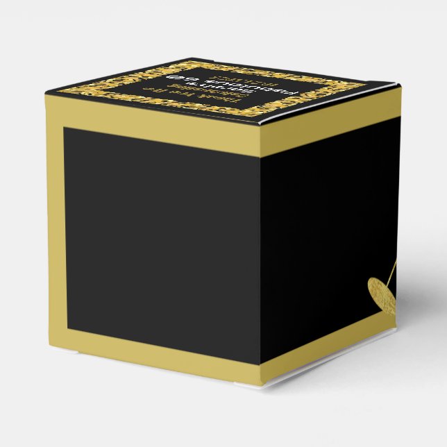 Elegant Black and Gold Glitter Dust Birthday  Favour Box (Back Side)