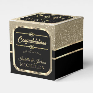 Elegant Black and Gold Glitter Favour Box