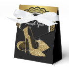 Elegant Black and Gold Glitter High Heel Shoe