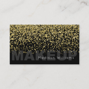 Elegant Black and Gold Glitter Makeup Business Card