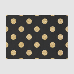 Elegant Black And Gold Glitter Polka Dots Pattern Tissue Paper
