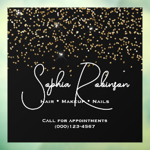 Elegant Black and Gold Glitter Salon Business