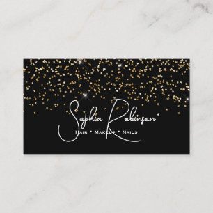 Elegant Black and Gold Glitter Salon Business Card