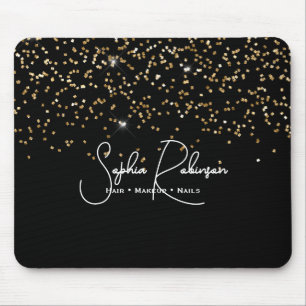 Elegant Black and Gold Glitter Salon Business Mouse Pad