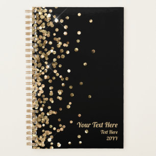 Elegant Black and Gold Glitter Small Custom Planner