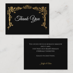 Elegant black and gold Gothic wedding Thank You Card