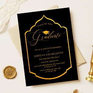Elegant Black and Gold Graduation Party Invitation