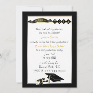Elegant Black and Gold Graduation Party Invitation