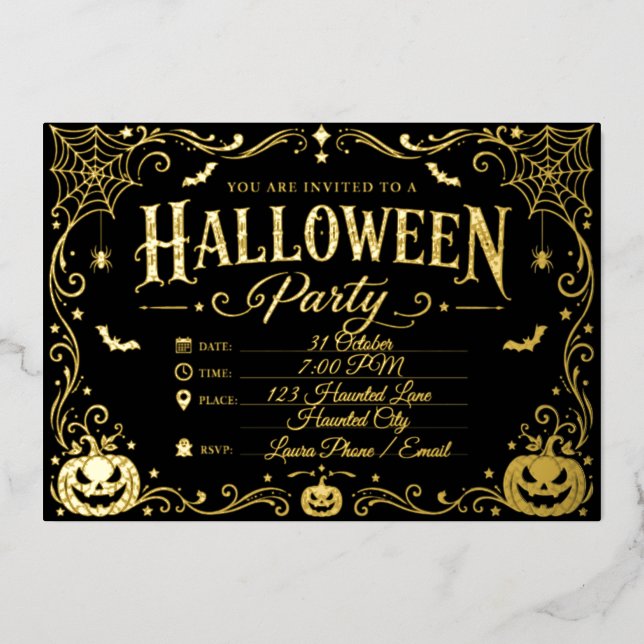Elegant Black and Gold Halloween  (Front)