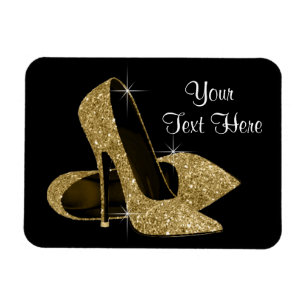 Elegant Black and Gold High Heel Shoe Magnets