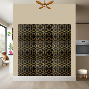 Elegant Black and Gold Honeycomb Hexagon Pattern  Tile