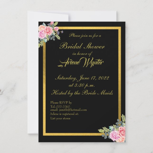 Elegant Black and Gold Invitation (Front)