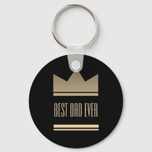 Elegant Black and Gold King Crown Best Dad Ever Key Ring