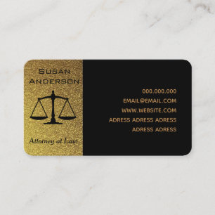 Elegant black and gold lawyer attorney business card