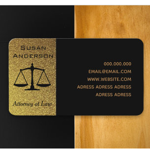 Elegant black and gold lawyer notary professional business card