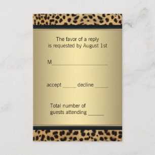 Elegant Black and Gold Leopard RSVP Card
